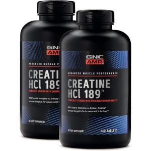GNC AMP Creatine HCl 189 Pills, Clinically Proven Strength & Muscle Builder, Athletic Performance, Energy Production, Recovery Supplement, Fast Absorbing, Gluten Free Formula, 60 Servings(240 Count (Pack of 2))