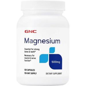 GNC Magnesium 500mg, 120 Capsules, Supports Calcium Absorption and Strong Teeth and Bones