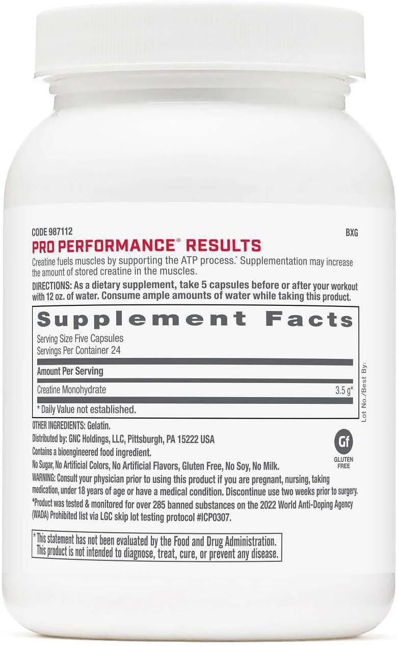 imageGNC Pro Performance Creatine Monohydrate Supplement Capsules for Men amp Women 35g Improves Muscle Building Energy Production Endurance amp Performance 3rd Party Tested Gluten Free 120 Count 24