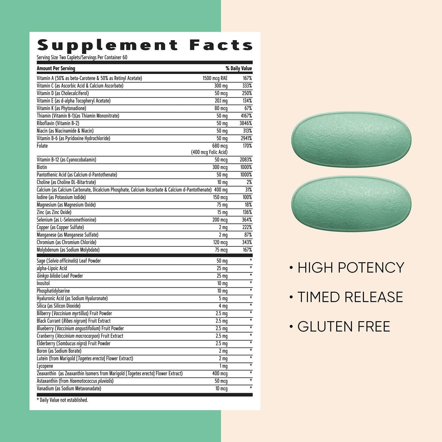 imageGNC Womens 50 Plus Multivitamin Caplets Clinically Proven to Feel Better Vitamin D3 Immune Strong Bones Memory Mental Sharpness Vision Biotin Timed Release 120 ct 60 svgs120 Count Pack of 1