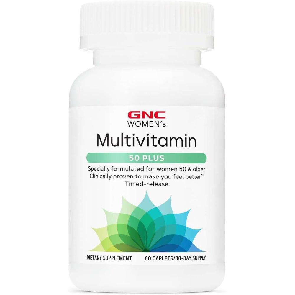 imageGNC Womens 50 Plus Multivitamin Caplets Clinically Proven to Feel Better Vitamin D3 Immune Strong Bones Memory Mental Sharpness Vision Biotin Timed Release 120 ct 60 svgs60 Count Pack of 1