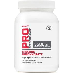 GNC Pro Performance Creatine Monohydrate Supplement Capsules for Men & Women, 3.5g, Improves Muscle Building, Energy Production, Endurance & Performance, 3rd Party Tested, Gluten Free, 120 Count, 24