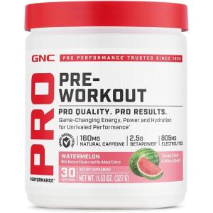 GNC Pro Performance Pre Workout Powder for Men and Women, Energy, Hydration, and Focus, Sugar Free, Gluten Free, Performance Supplement, Watermelon, 30 Servings