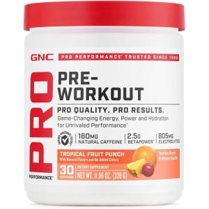 GNC Pro Performance Pre-Workout | Tropical Fruit Punch | 30 Servings
