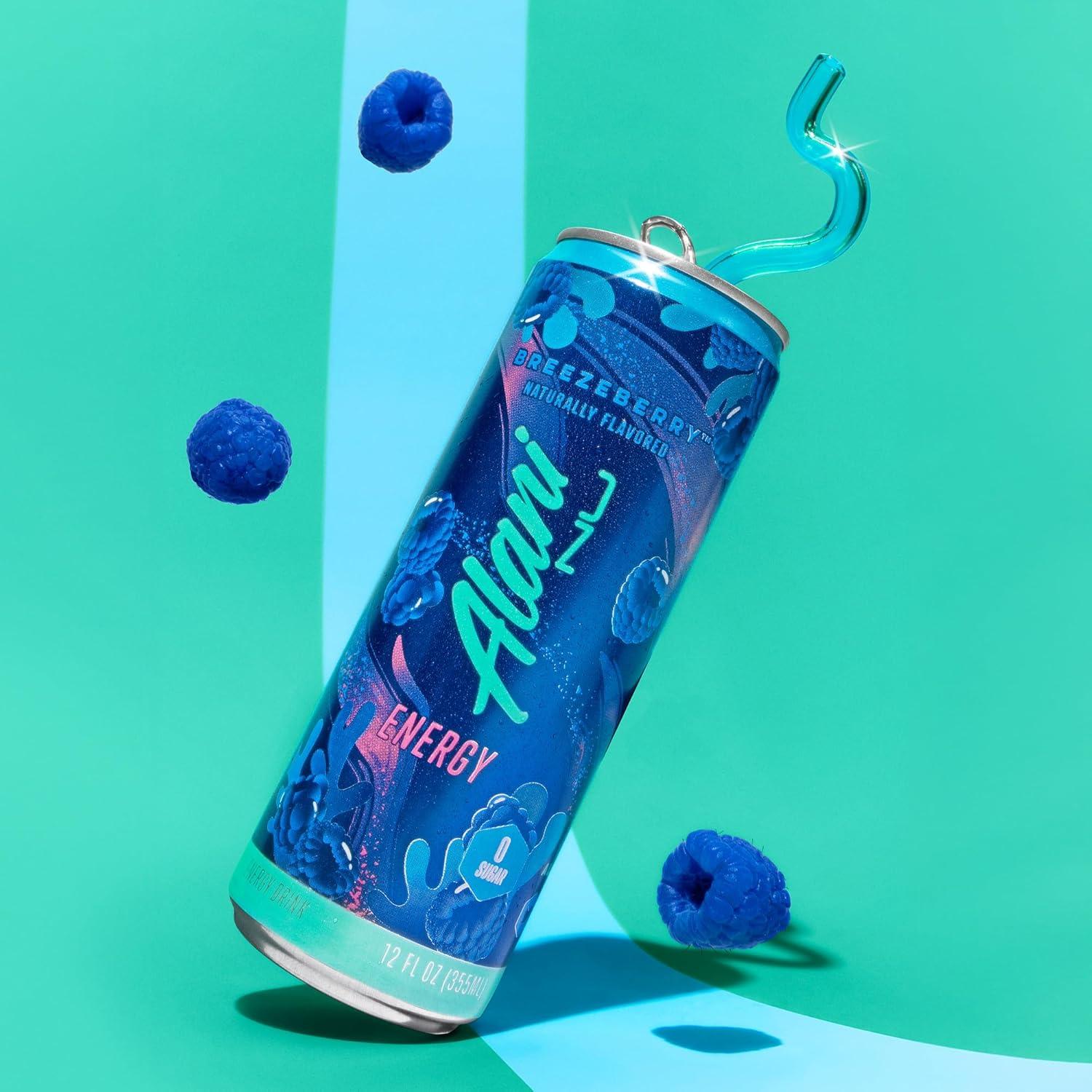 imageAlani Nu JUICY PEACH Sugar Free Low Calorie Energy Drinks 200mg Caffeine Biotin B Vitamins Zero Sugar 10 Calories 12 Fl Oz Cans 12 PackBreezeberry