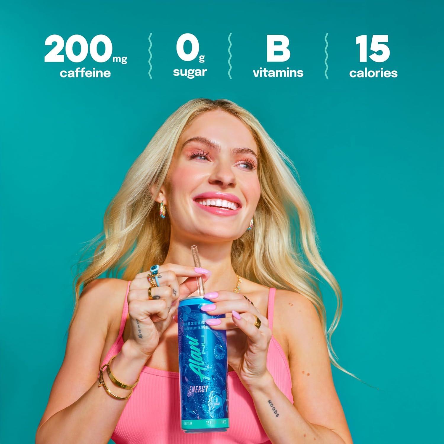 imageAlani Nu JUICY PEACH Sugar Free Low Calorie Energy Drinks 200mg Caffeine Biotin B Vitamins Zero Sugar 10 Calories 12 Fl Oz Cans 12 PackBreezeberry