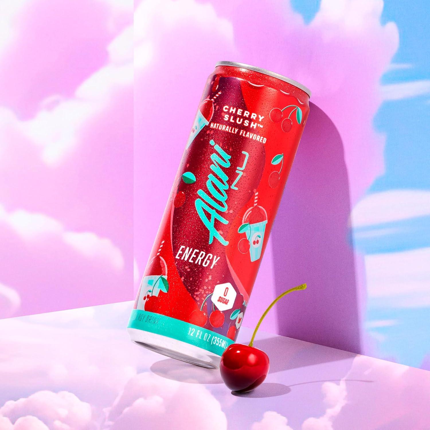 imageAlani Nu JUICY PEACH Sugar Free Low Calorie Energy Drinks 200mg Caffeine Biotin B Vitamins Zero Sugar 10 Calories 12 Fl Oz Cans 12 PackCherry Slush