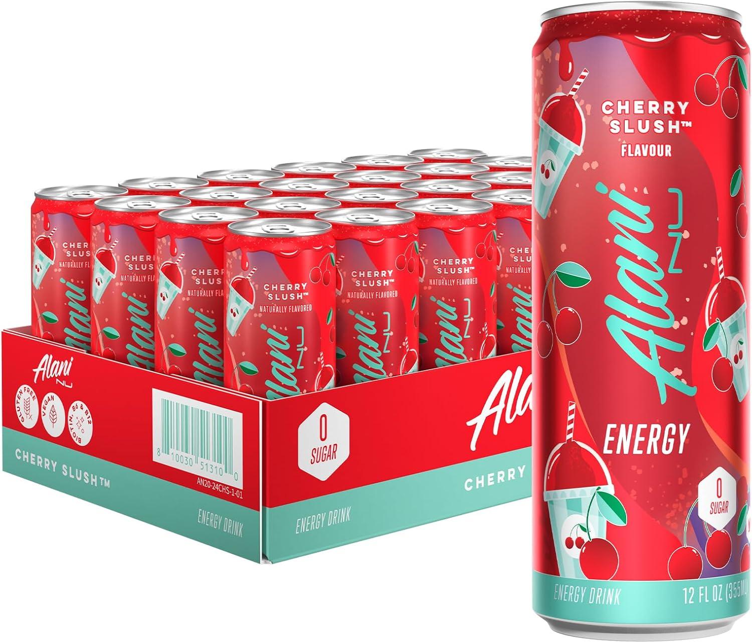 imageAlani Nu JUICY PEACH Sugar Free Low Calorie Energy Drinks 200mg Caffeine Biotin B Vitamins Zero Sugar 10 Calories 12 Fl Oz Cans 12 PackCherry Slush