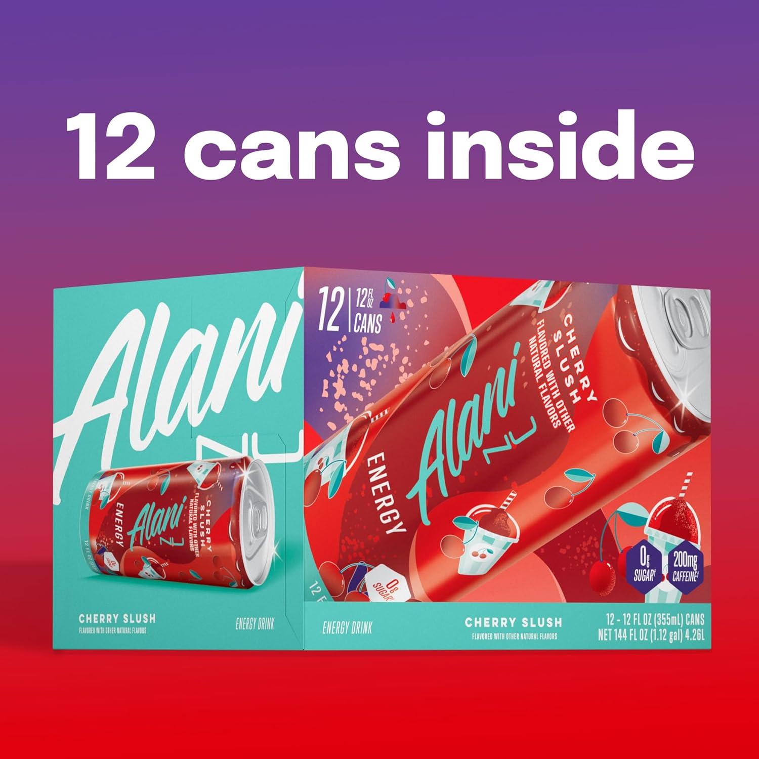 imageAlani Nu JUICY PEACH Sugar Free Low Calorie Energy Drinks 200mg Caffeine Biotin B Vitamins Zero Sugar 10 Calories 12 Fl Oz Cans 12 PackCherry Slush