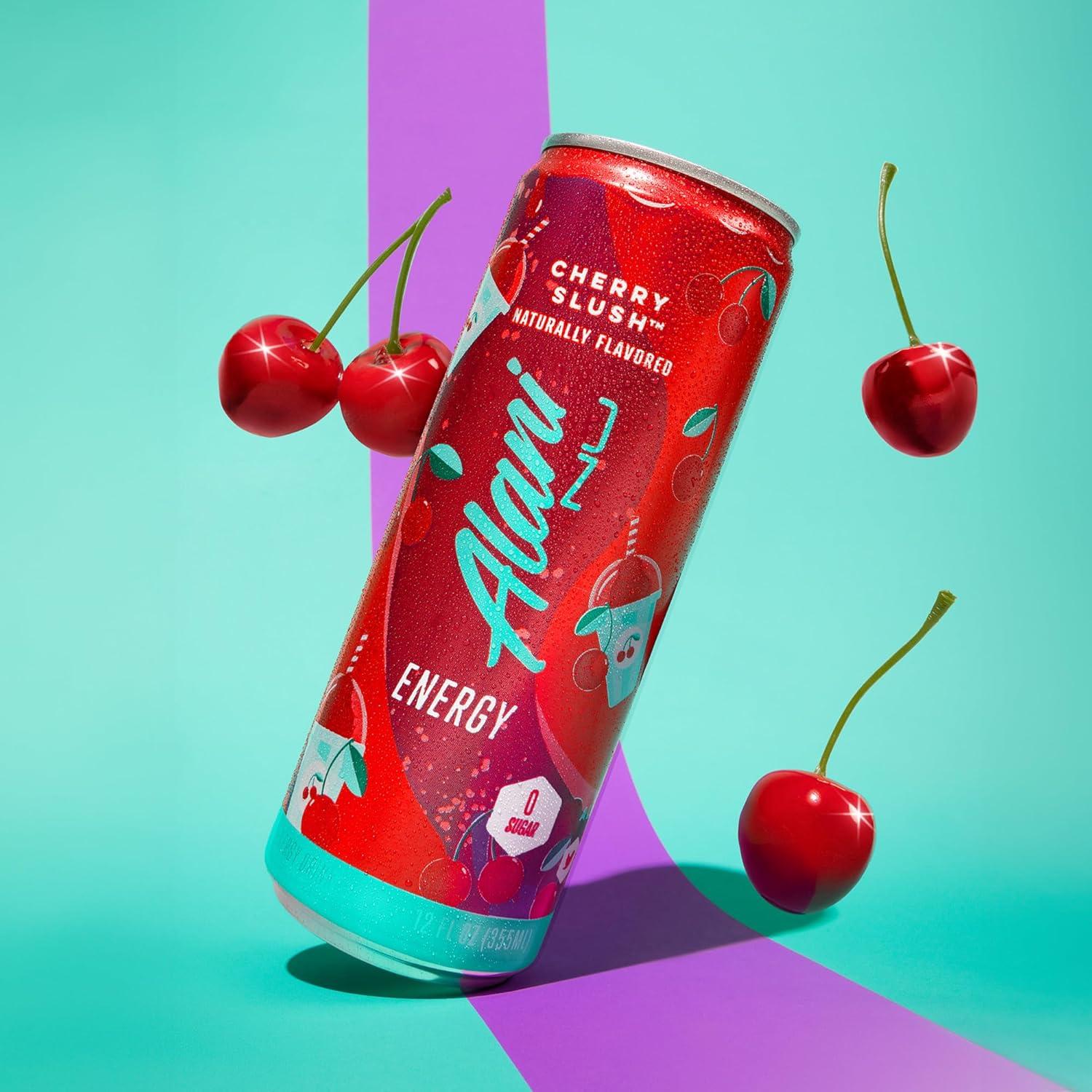 imageAlani Nu JUICY PEACH Sugar Free Low Calorie Energy Drinks 200mg Caffeine Biotin B Vitamins Zero Sugar 10 Calories 12 Fl Oz Cans 12 PackCherry Slush