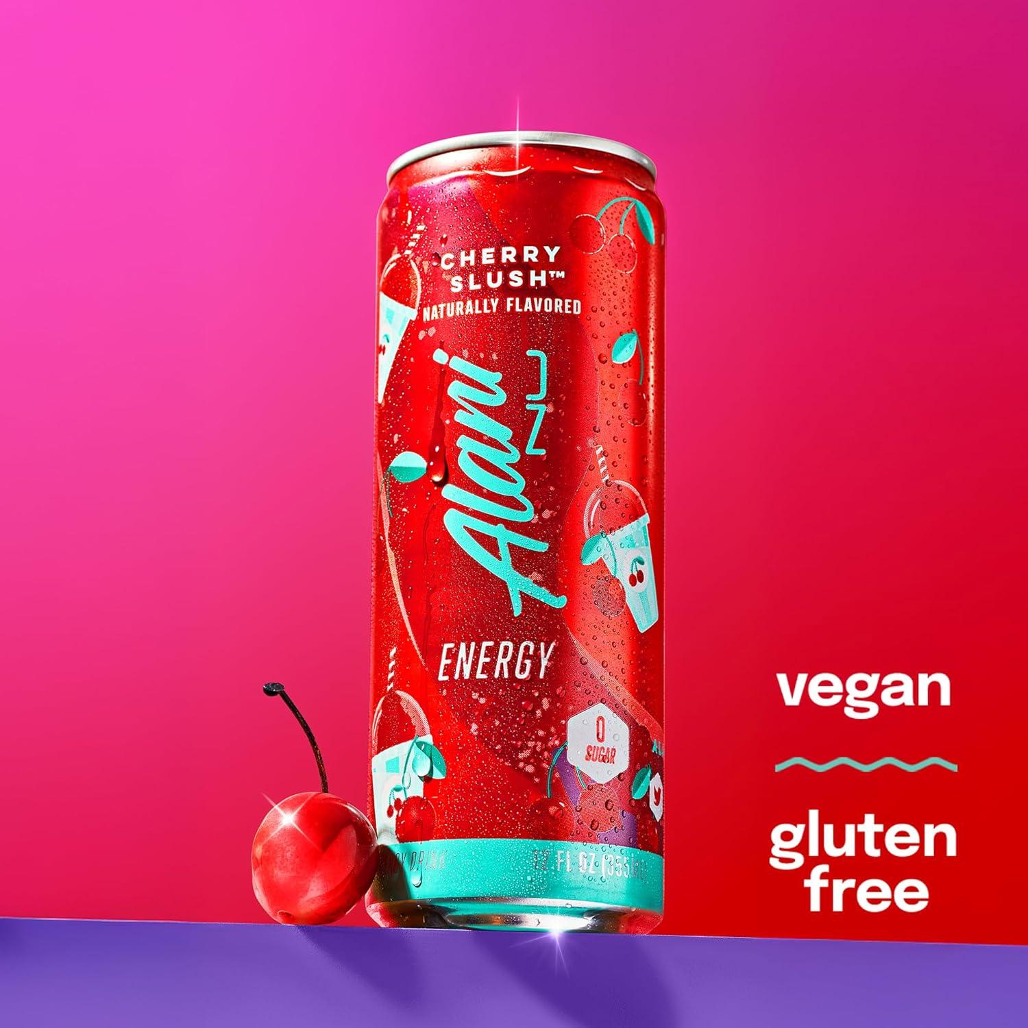 imageAlani Nu JUICY PEACH Sugar Free Low Calorie Energy Drinks 200mg Caffeine Biotin B Vitamins Zero Sugar 10 Calories 12 Fl Oz Cans 12 PackCherry Slush
