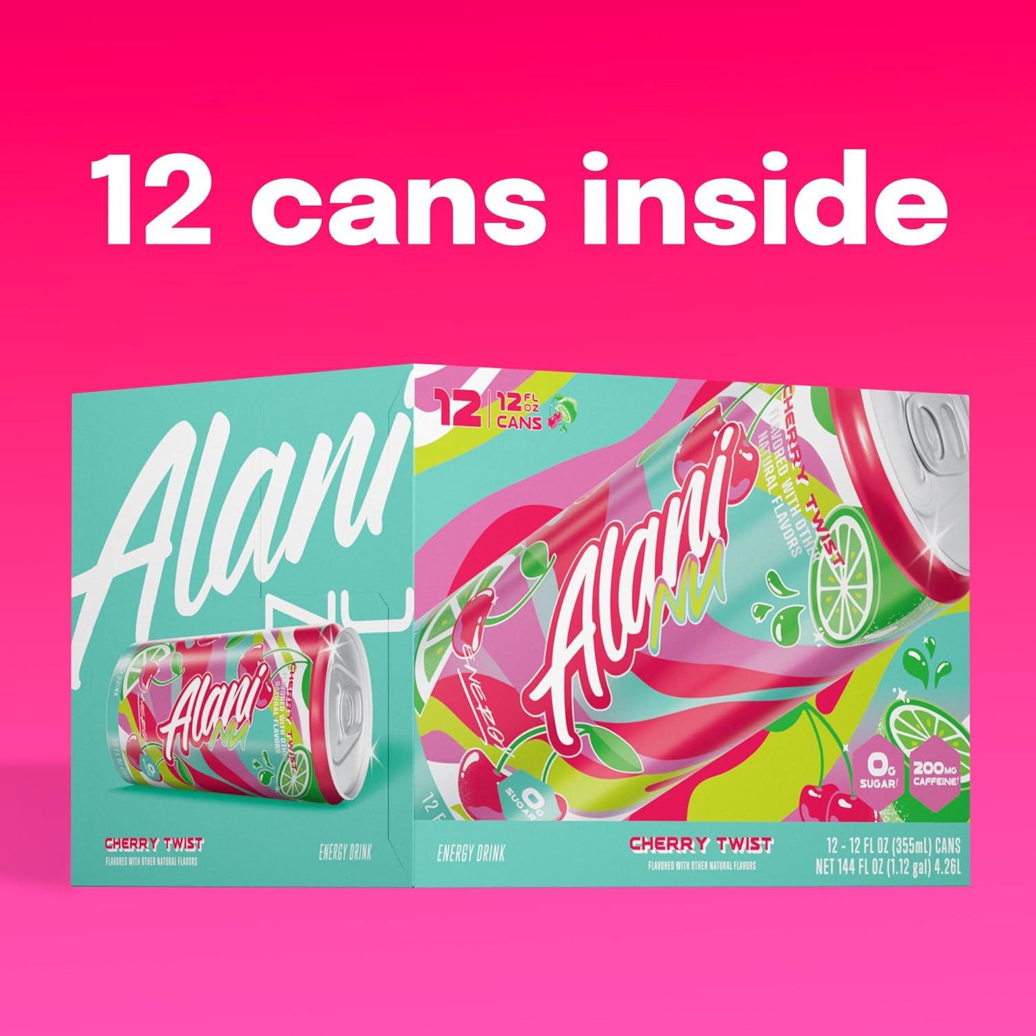 imageAlani Nu JUICY PEACH Sugar Free Low Calorie Energy Drinks 200mg Caffeine Biotin B Vitamins Zero Sugar 10 Calories 12 Fl Oz Cans 12 PackCherry Twist