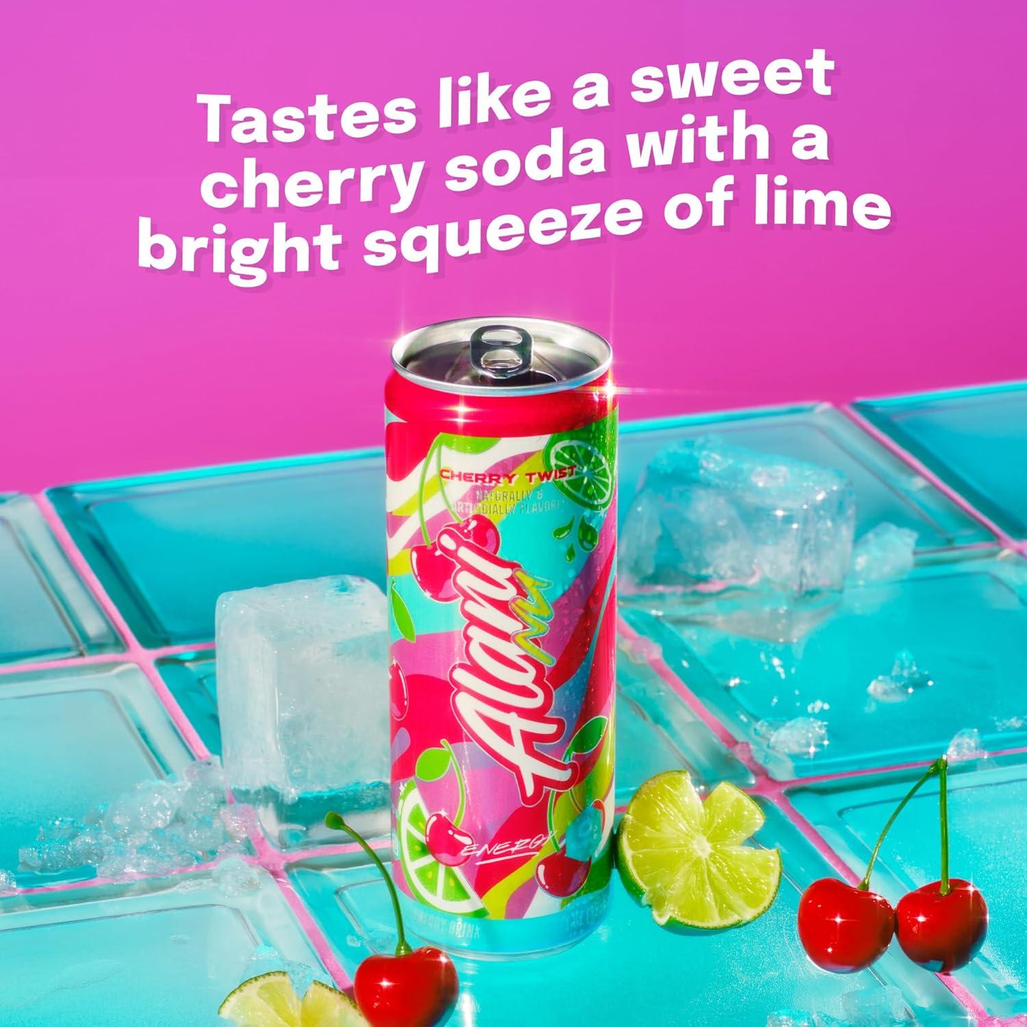 imageAlani Nu JUICY PEACH Sugar Free Low Calorie Energy Drinks 200mg Caffeine Biotin B Vitamins Zero Sugar 10 Calories 12 Fl Oz Cans 12 PackCherry Twist