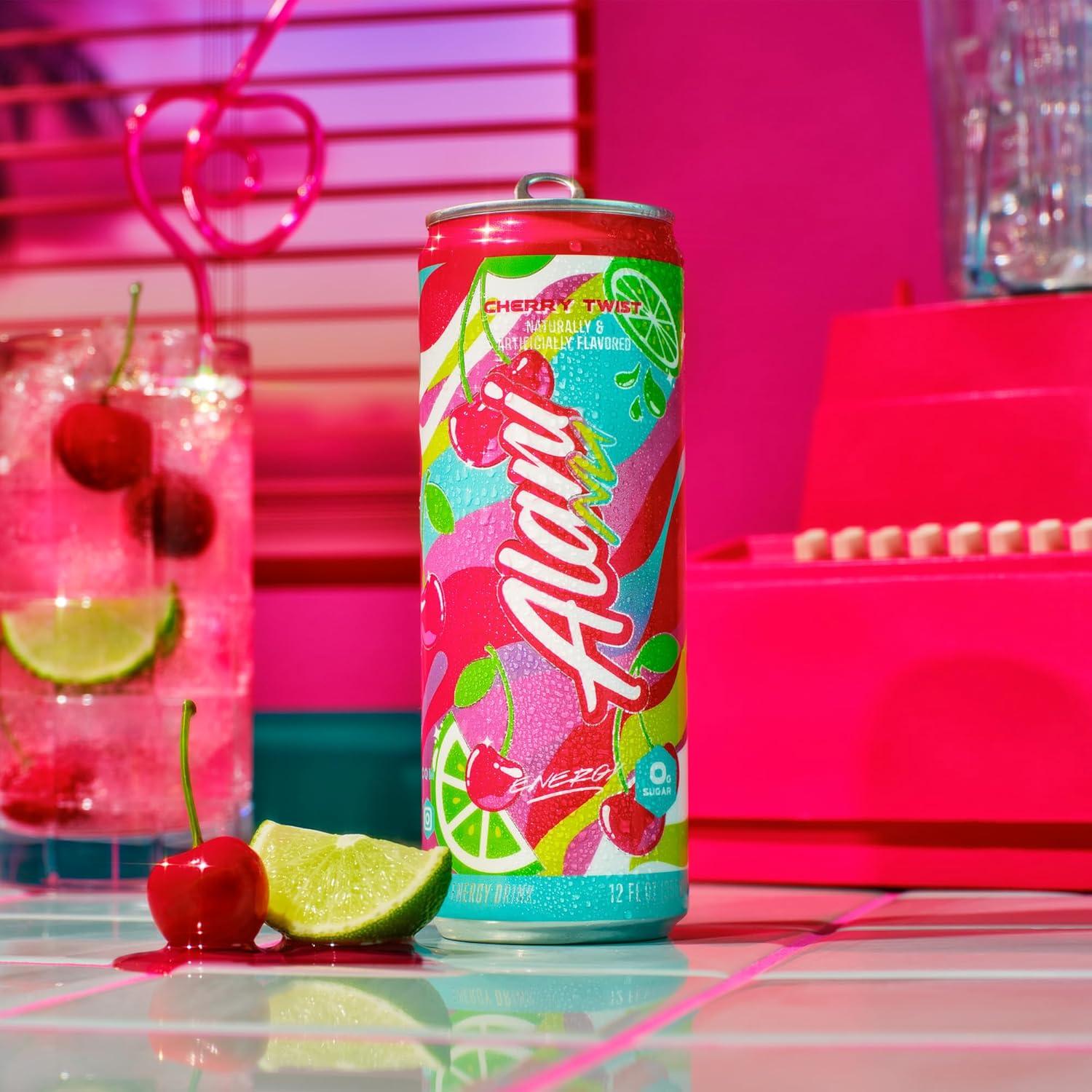 imageAlani Nu JUICY PEACH Sugar Free Low Calorie Energy Drinks 200mg Caffeine Biotin B Vitamins Zero Sugar 10 Calories 12 Fl Oz Cans 12 PackCherry Twist