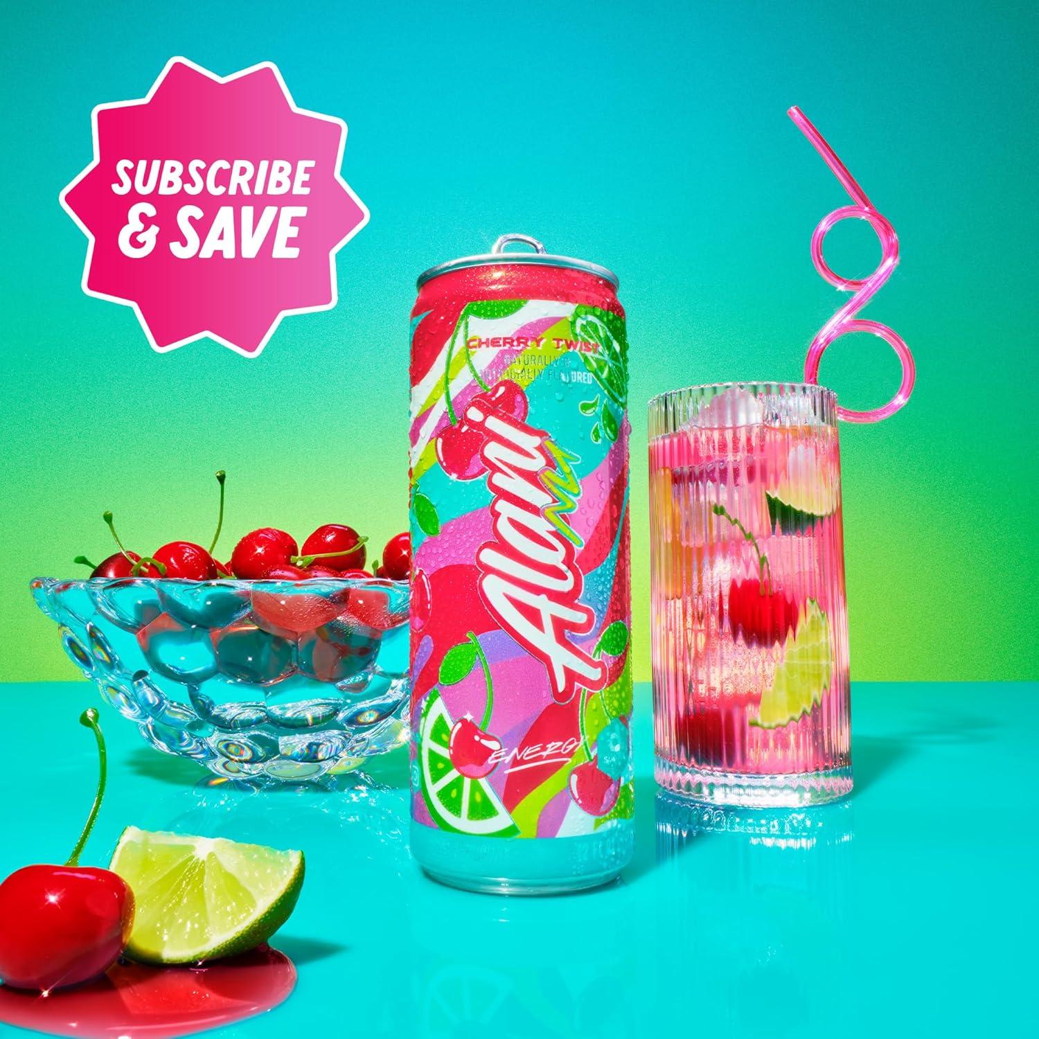 imageAlani Nu JUICY PEACH Sugar Free Low Calorie Energy Drinks 200mg Caffeine Biotin B Vitamins Zero Sugar 10 Calories 12 Fl Oz Cans 12 PackCherry Twist