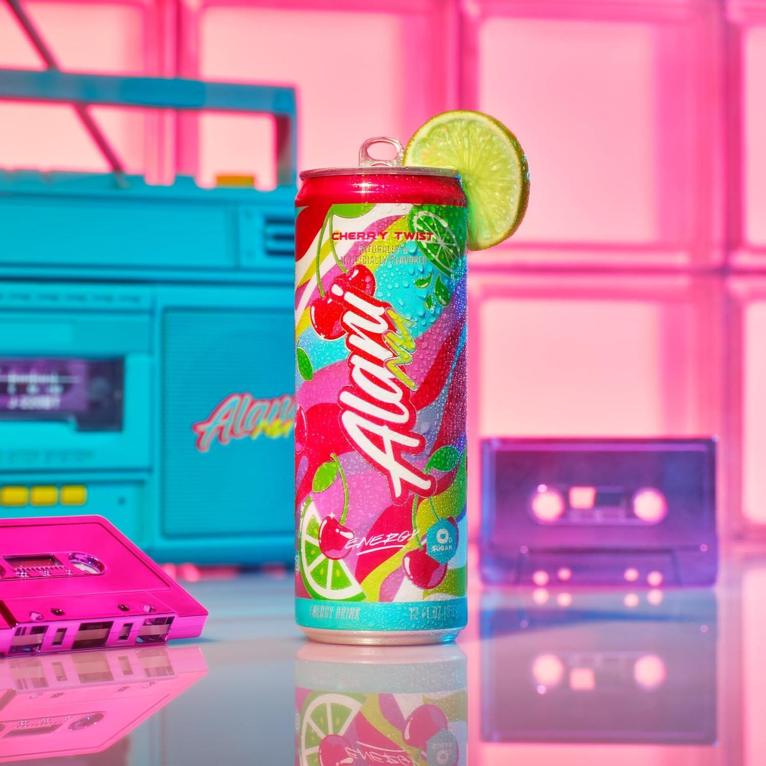 imageAlani Nu JUICY PEACH Sugar Free Low Calorie Energy Drinks 200mg Caffeine Biotin B Vitamins Zero Sugar 10 Calories 12 Fl Oz Cans 12 PackCherry Twist