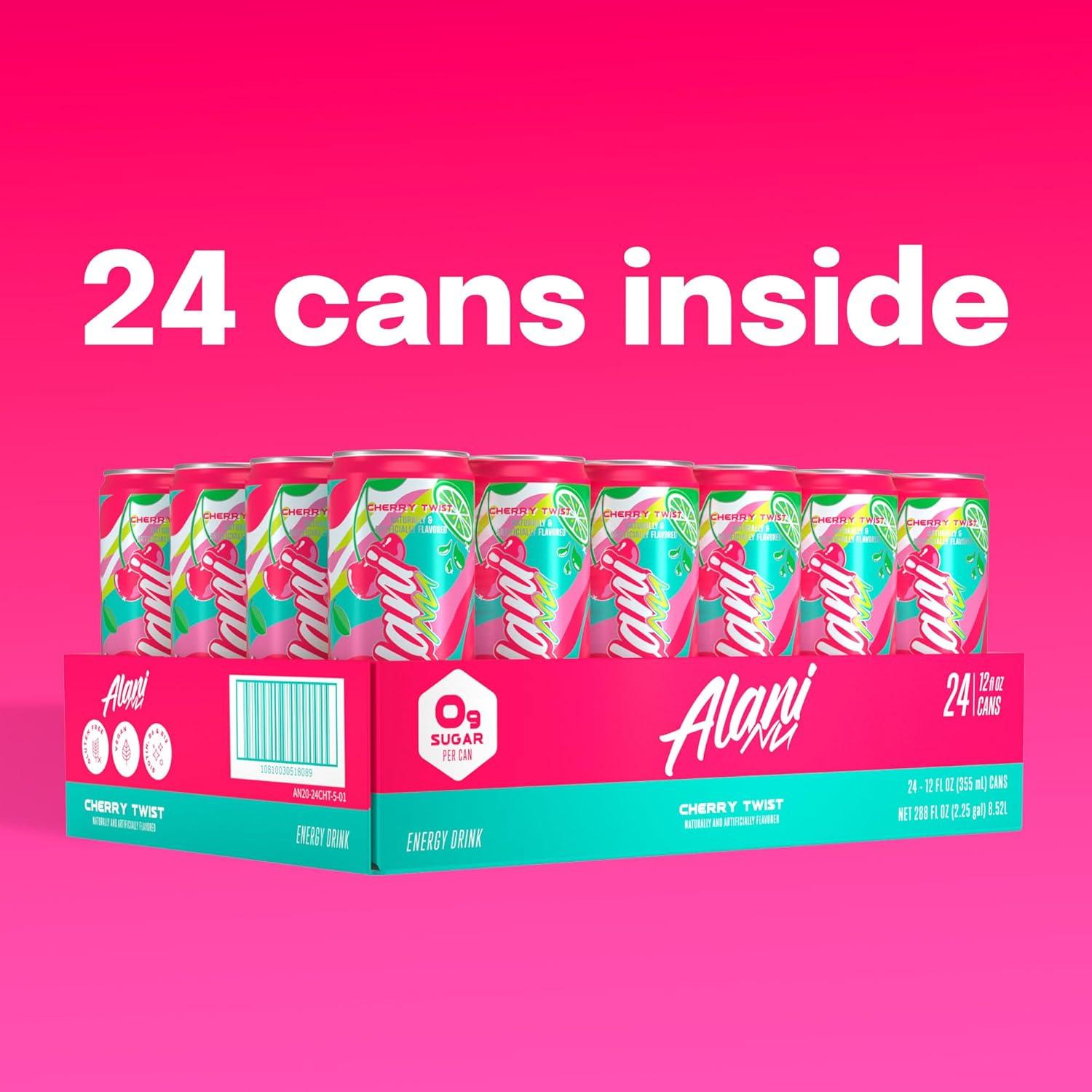 imageAlani Nu JUICY PEACH Sugar Free Low Calorie Energy Drinks 200mg Caffeine Biotin B Vitamins Zero Sugar 10 Calories 12 Fl Oz Cans 12 PackCherry Twist