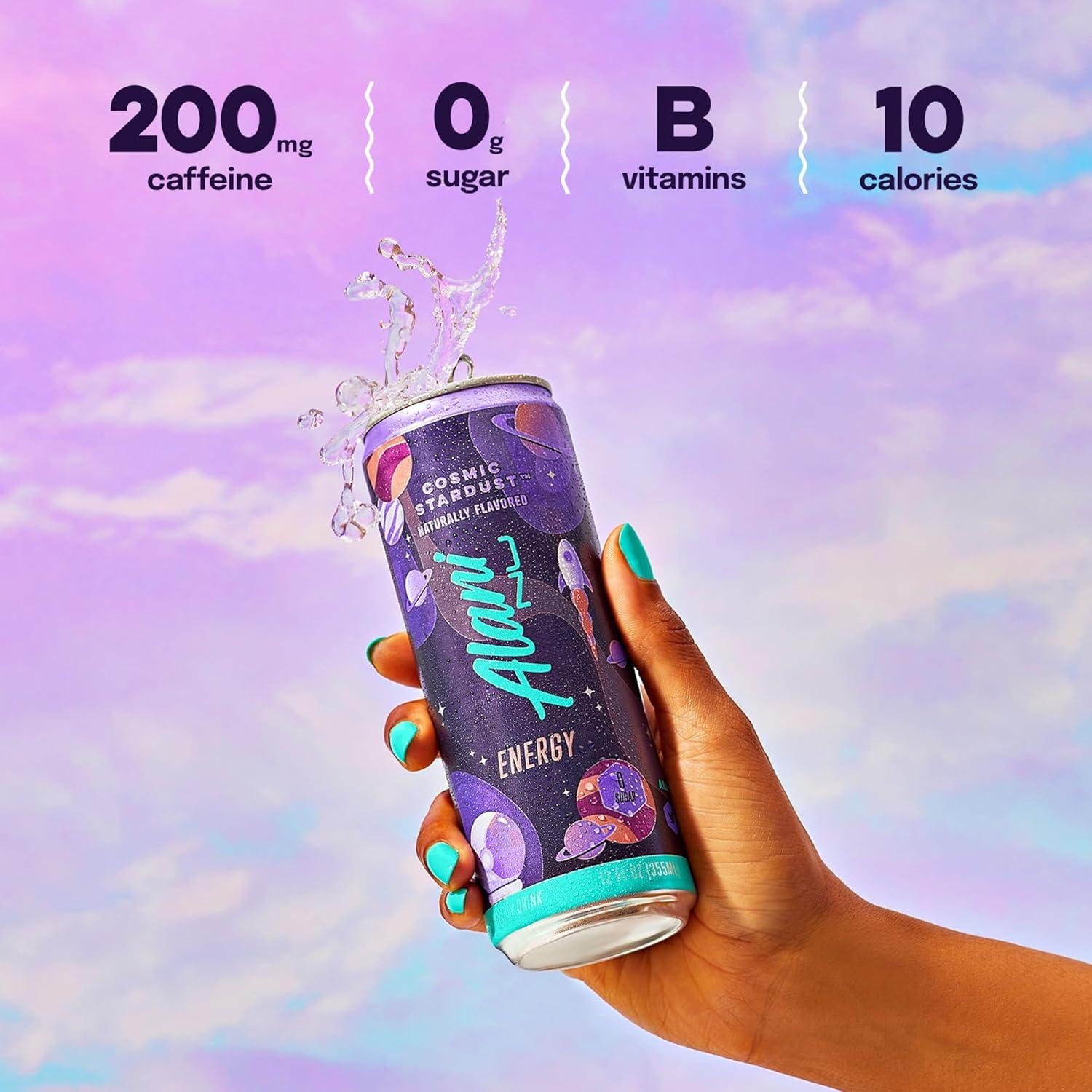 imageAlani Nu JUICY PEACH Sugar Free Low Calorie Energy Drinks 200mg Caffeine Biotin B Vitamins Zero Sugar 10 Calories 12 Fl Oz Cans 12 PackCosmic Stardust