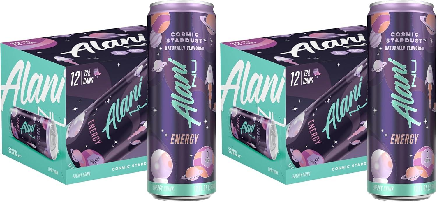 imageAlani Nu JUICY PEACH Sugar Free Low Calorie Energy Drinks 200mg Caffeine Biotin B Vitamins Zero Sugar 10 Calories 12 Fl Oz Cans 12 PackCosmic Stardust