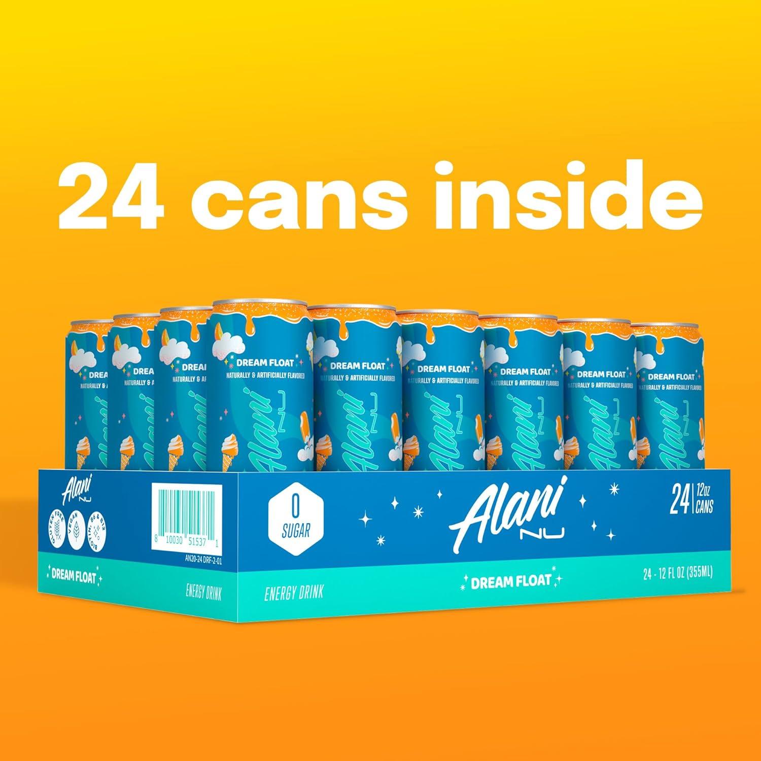 imageAlani Nu JUICY PEACH Sugar Free Low Calorie Energy Drinks 200mg Caffeine Biotin B Vitamins Zero Sugar 10 Calories 12 Fl Oz Cans 12 PackDream Float