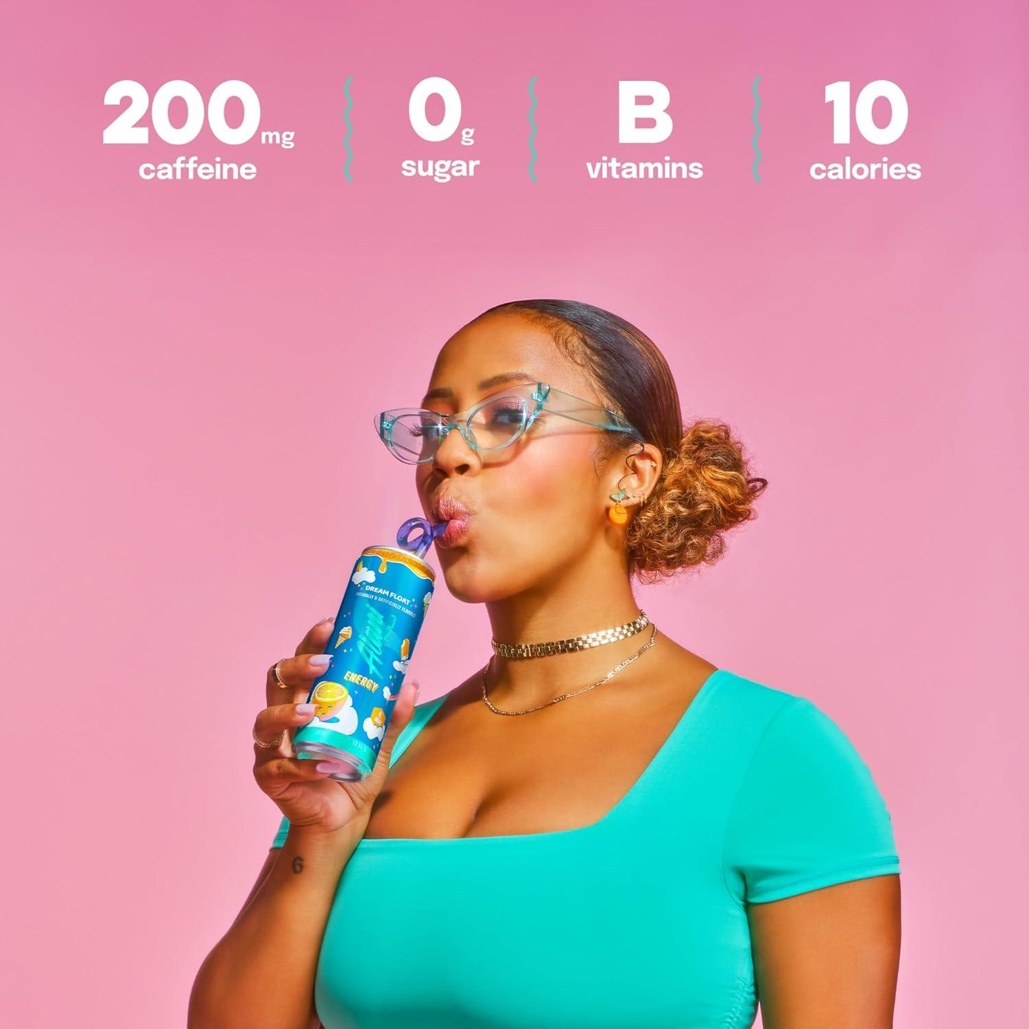 imageAlani Nu JUICY PEACH Sugar Free Low Calorie Energy Drinks 200mg Caffeine Biotin B Vitamins Zero Sugar 10 Calories 12 Fl Oz Cans 12 PackDream Float