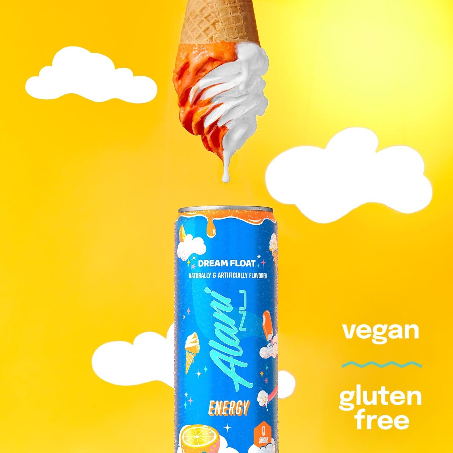 imageAlani Nu JUICY PEACH Sugar Free Low Calorie Energy Drinks 200mg Caffeine Biotin B Vitamins Zero Sugar 10 Calories 12 Fl Oz Cans 12 PackDream Float