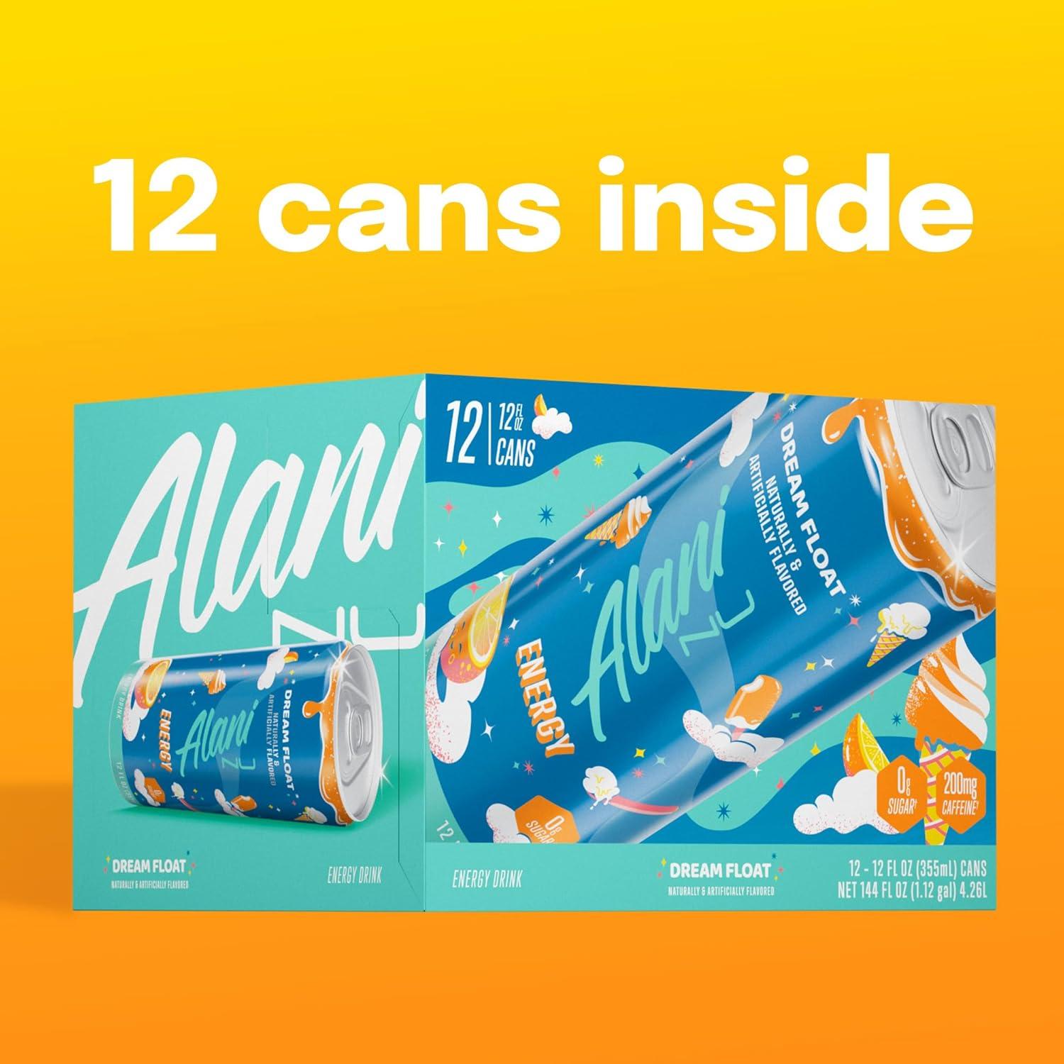 imageAlani Nu JUICY PEACH Sugar Free Low Calorie Energy Drinks 200mg Caffeine Biotin B Vitamins Zero Sugar 10 Calories 12 Fl Oz Cans 12 PackDream Float