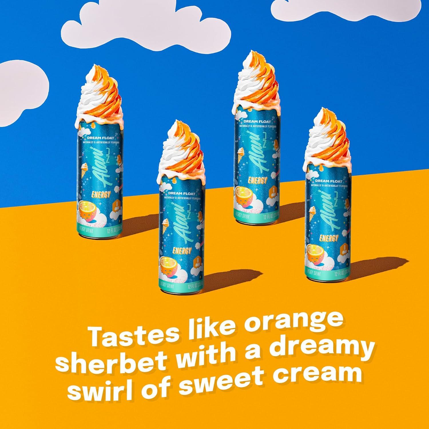 imageAlani Nu JUICY PEACH Sugar Free Low Calorie Energy Drinks 200mg Caffeine Biotin B Vitamins Zero Sugar 10 Calories 12 Fl Oz Cans 12 PackDream Float