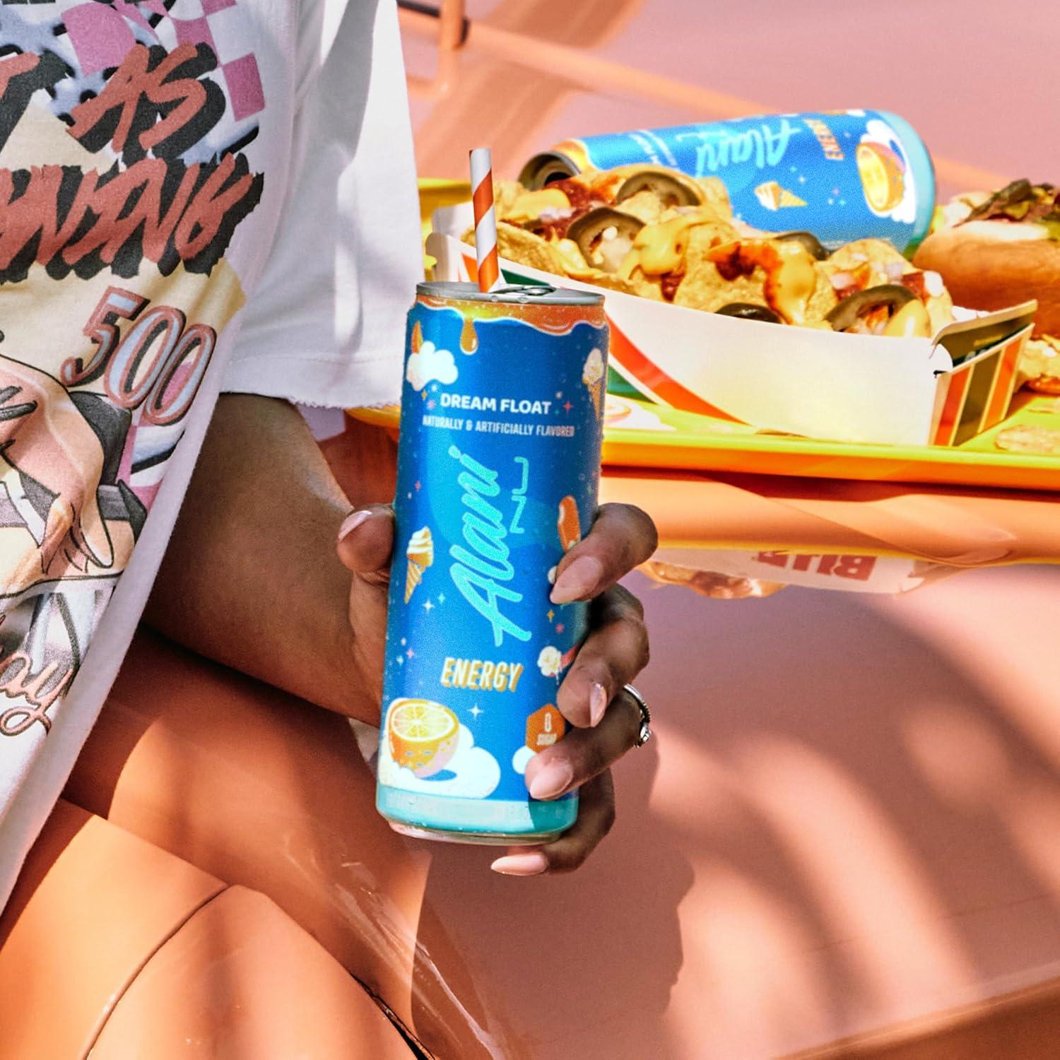 imageAlani Nu JUICY PEACH Sugar Free Low Calorie Energy Drinks 200mg Caffeine Biotin B Vitamins Zero Sugar 10 Calories 12 Fl Oz Cans 12 PackDream Float