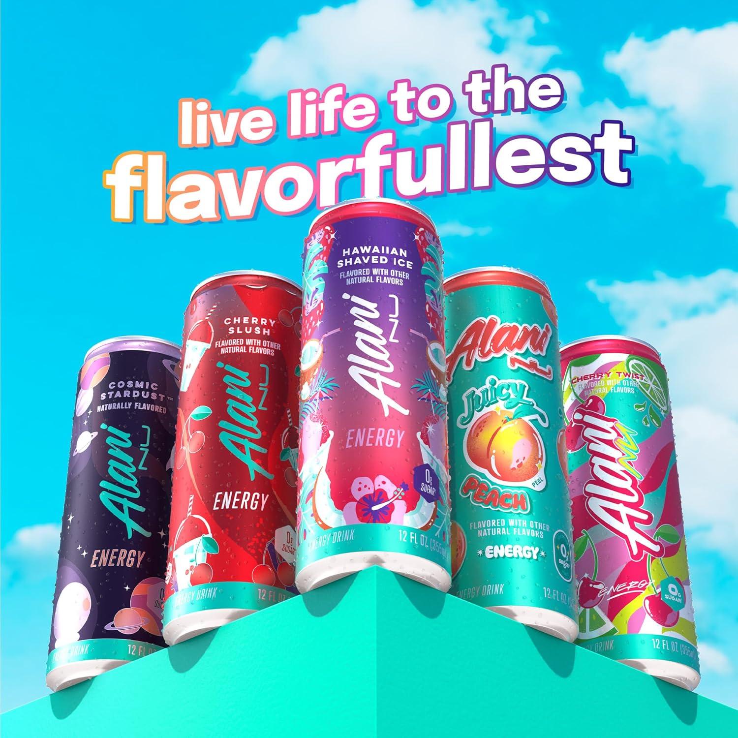imageAlani Nu JUICY PEACH Sugar Free Low Calorie Energy Drinks 200mg Caffeine Biotin B Vitamins Zero Sugar 10 Calories 12 Fl Oz Cans 12 PackHawaiian Shaved Ice