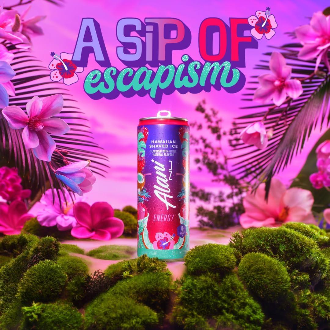imageAlani Nu JUICY PEACH Sugar Free Low Calorie Energy Drinks 200mg Caffeine Biotin B Vitamins Zero Sugar 10 Calories 12 Fl Oz Cans 12 PackHawaiian Shaved Ice