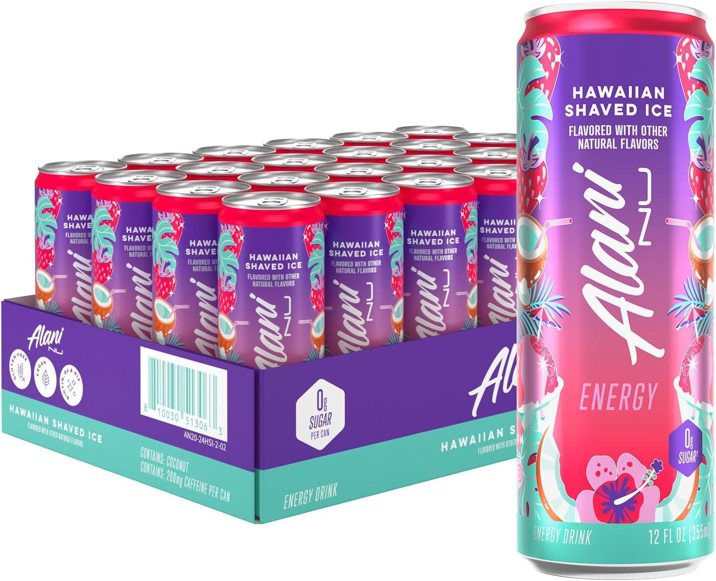 imageAlani Nu JUICY PEACH Sugar Free Low Calorie Energy Drinks 200mg Caffeine Biotin B Vitamins Zero Sugar 10 Calories 12 Fl Oz Cans 12 PackHawaiian Shaved Ice