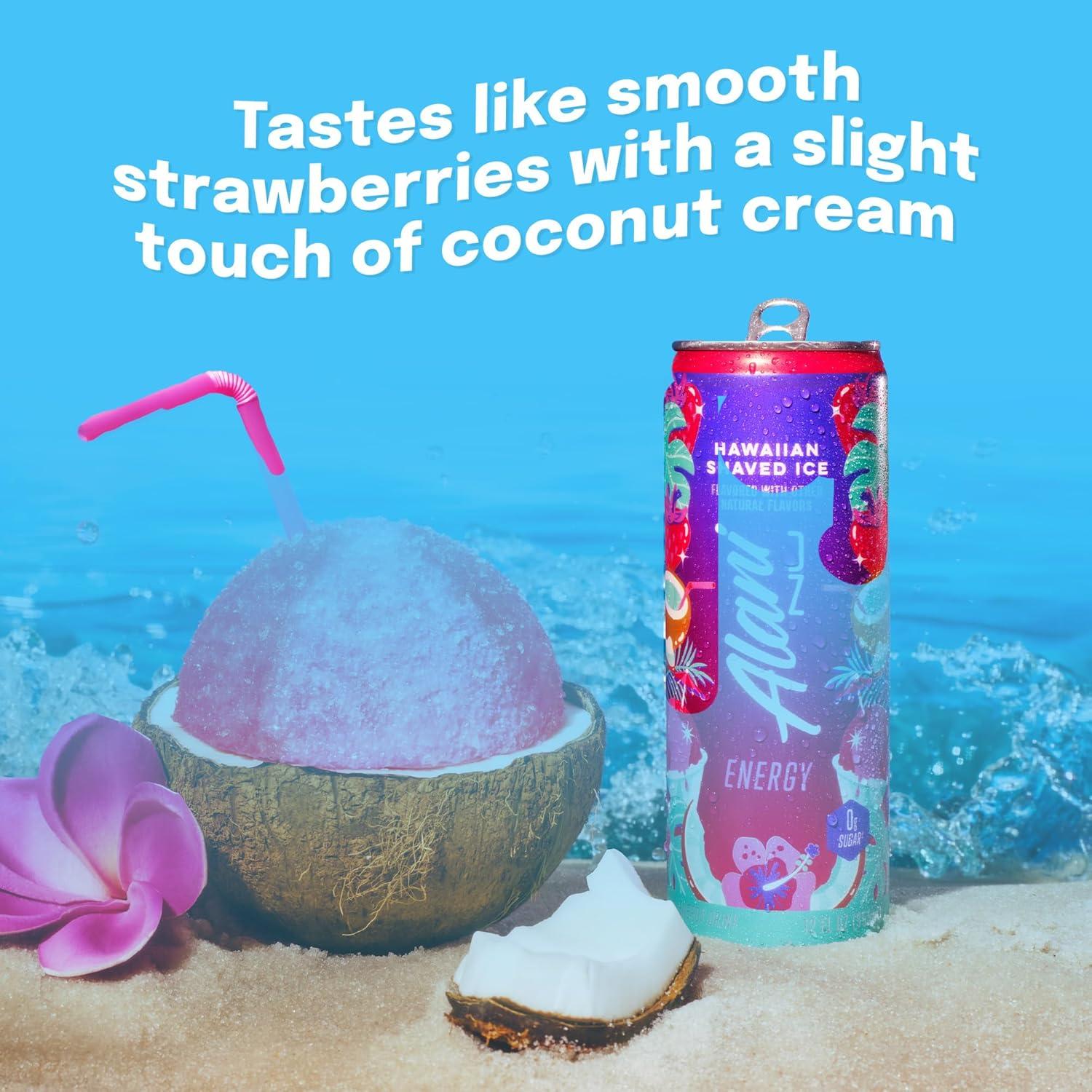imageAlani Nu JUICY PEACH Sugar Free Low Calorie Energy Drinks 200mg Caffeine Biotin B Vitamins Zero Sugar 10 Calories 12 Fl Oz Cans 12 PackHawaiian Shaved Ice