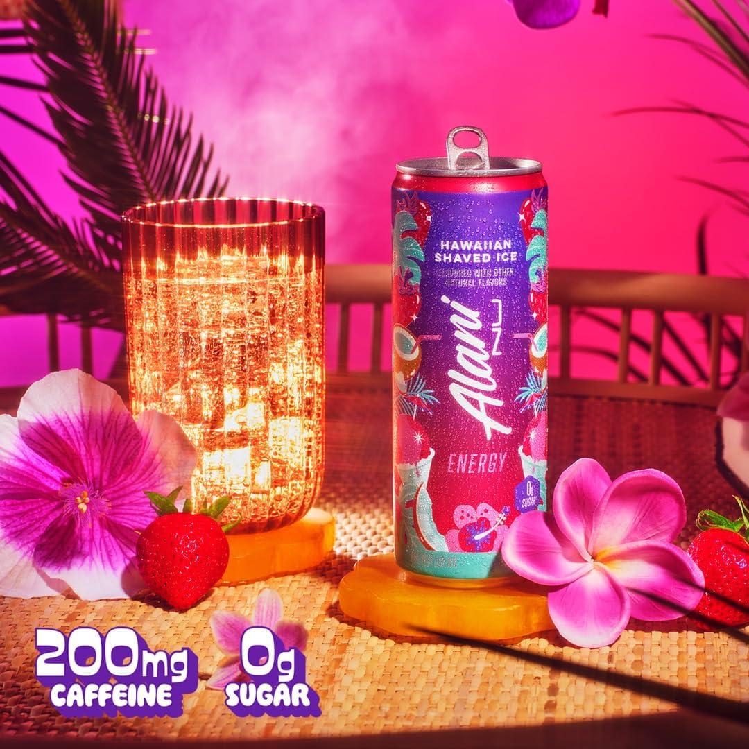 imageAlani Nu JUICY PEACH Sugar Free Low Calorie Energy Drinks 200mg Caffeine Biotin B Vitamins Zero Sugar 10 Calories 12 Fl Oz Cans 12 PackHawaiian Shaved Ice