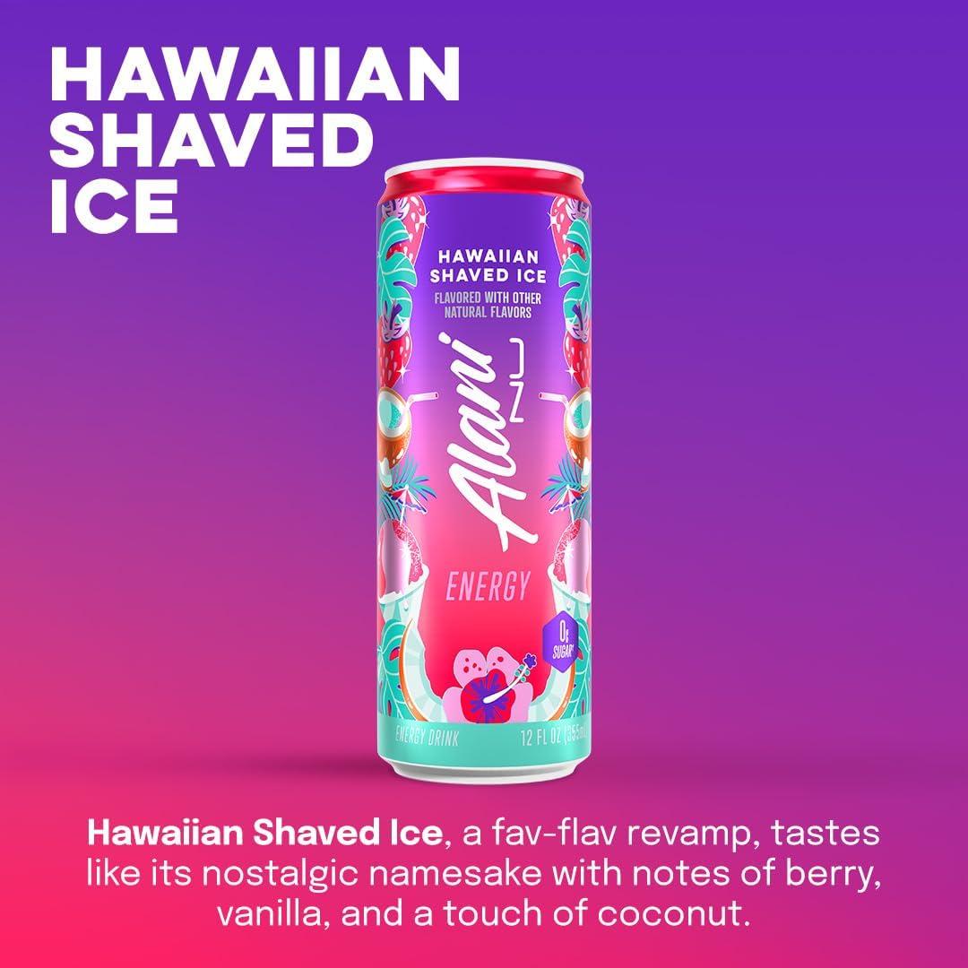 imageAlani Nu JUICY PEACH Sugar Free Low Calorie Energy Drinks 200mg Caffeine Biotin B Vitamins Zero Sugar 10 Calories 12 Fl Oz Cans 12 PackHawaiian Shaved Ice