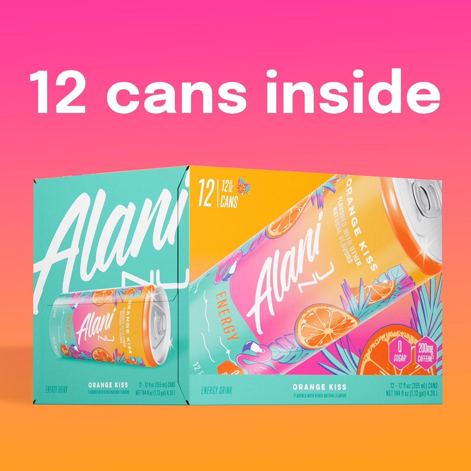 imageAlani Nu JUICY PEACH Sugar Free Low Calorie Energy Drinks 200mg Caffeine Biotin B Vitamins Zero Sugar 10 Calories 12 Fl Oz Cans 12 PackOrange Kiss