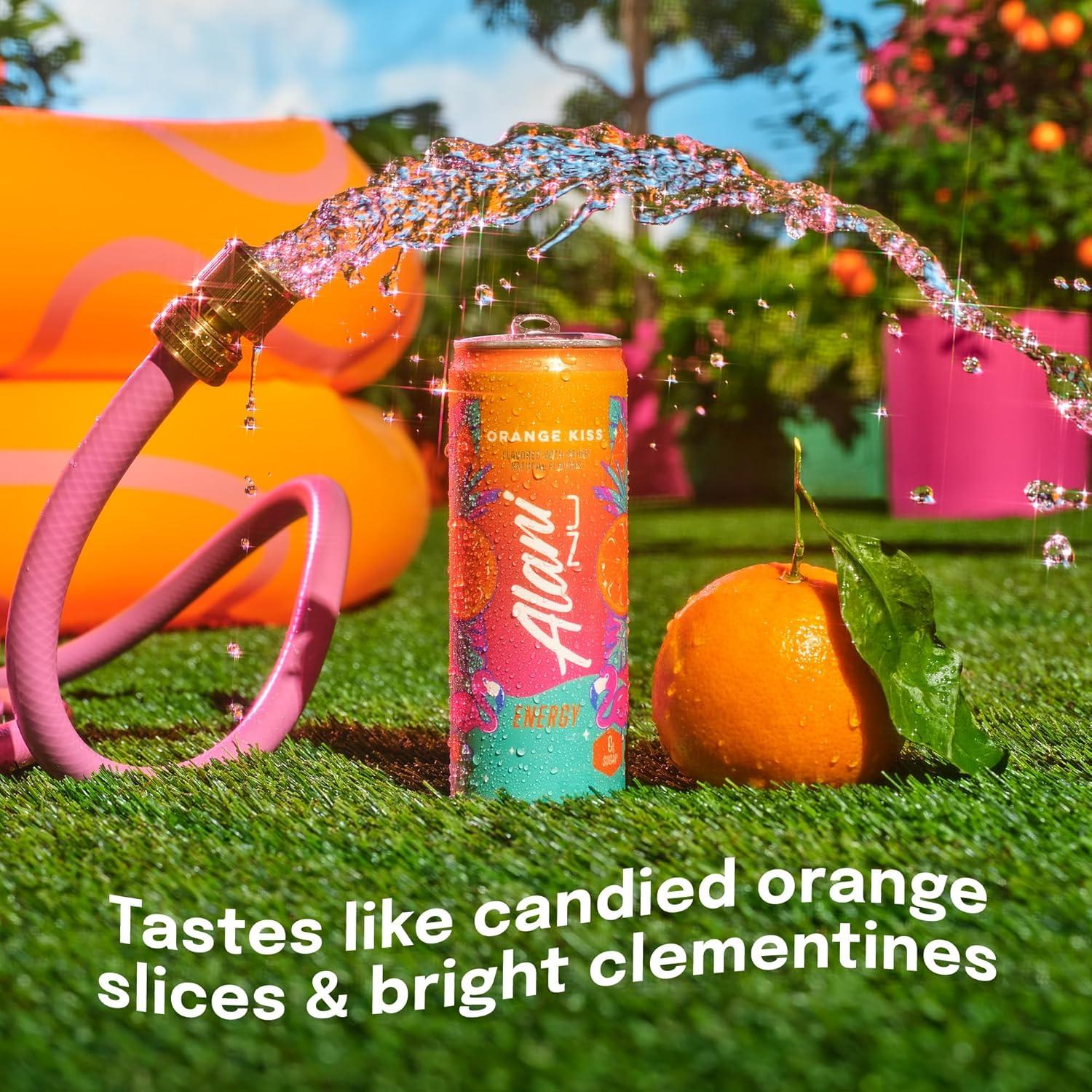 imageAlani Nu JUICY PEACH Sugar Free Low Calorie Energy Drinks 200mg Caffeine Biotin B Vitamins Zero Sugar 10 Calories 12 Fl Oz Cans 12 PackOrange Kiss