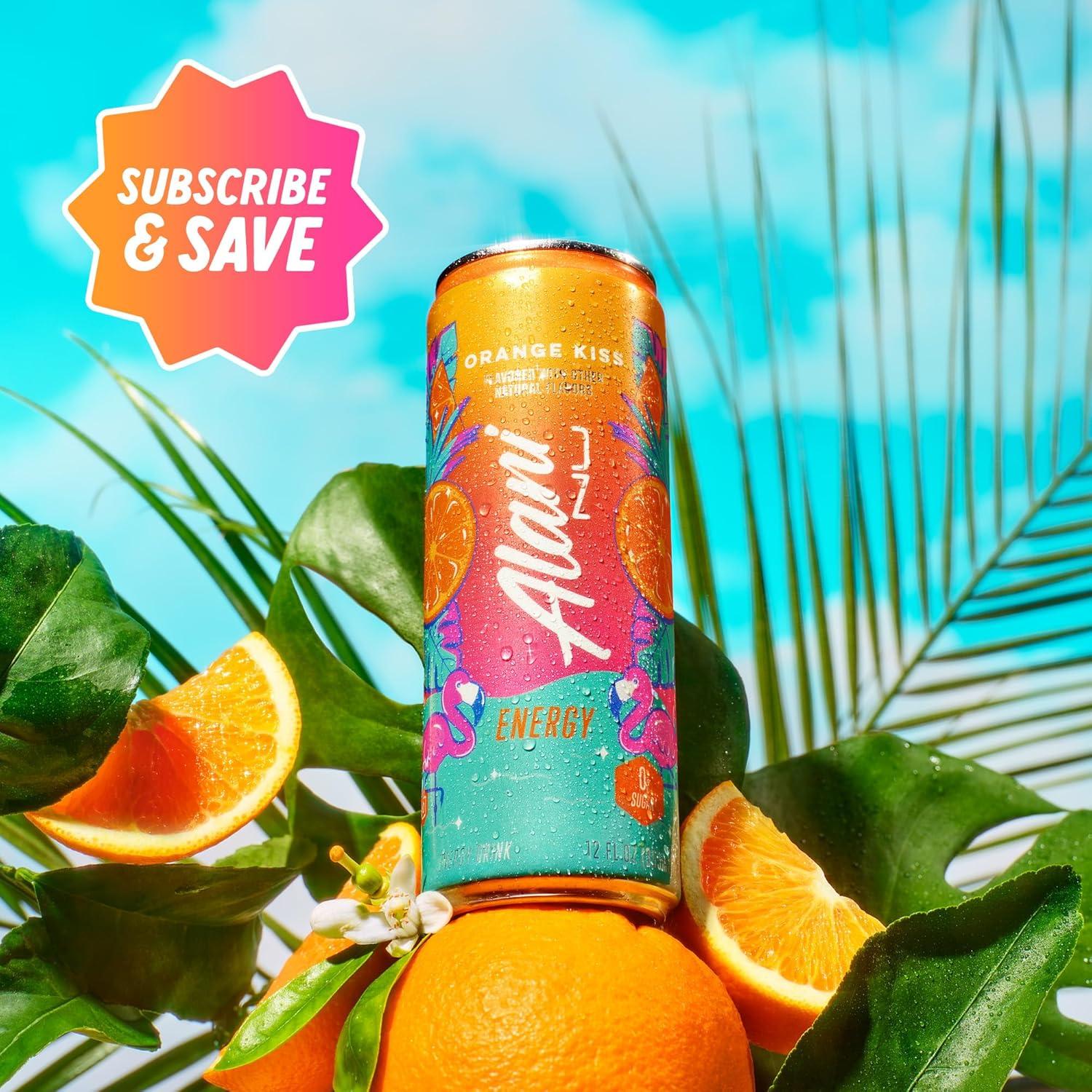 imageAlani Nu JUICY PEACH Sugar Free Low Calorie Energy Drinks 200mg Caffeine Biotin B Vitamins Zero Sugar 10 Calories 12 Fl Oz Cans 12 PackOrange Kiss
