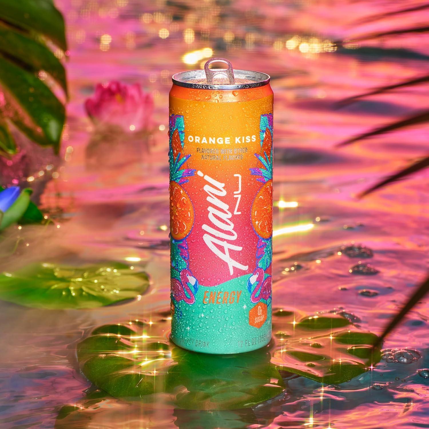 imageAlani Nu JUICY PEACH Sugar Free Low Calorie Energy Drinks 200mg Caffeine Biotin B Vitamins Zero Sugar 10 Calories 12 Fl Oz Cans 12 PackOrange Kiss