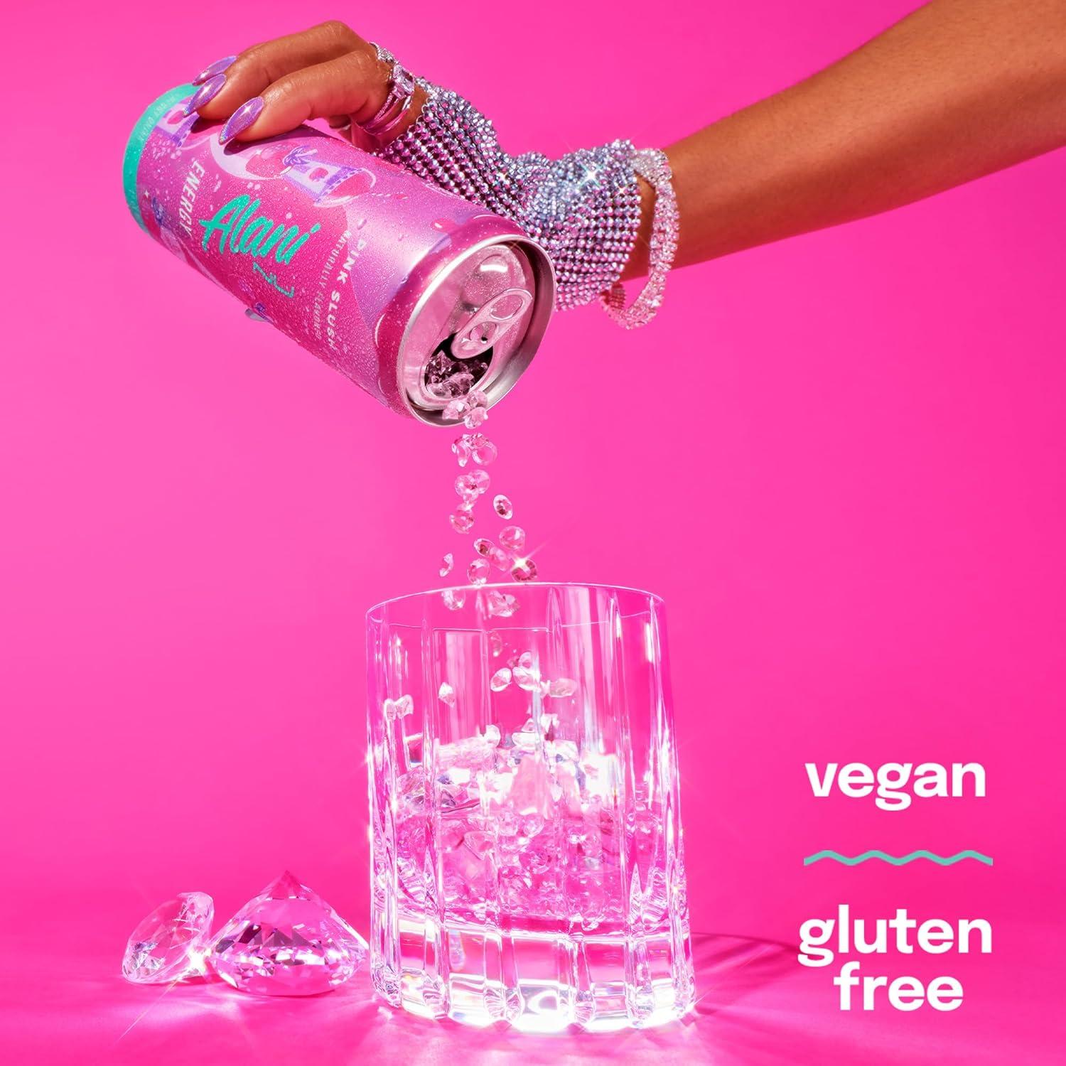 imageAlani Nu JUICY PEACH Sugar Free Low Calorie Energy Drinks 200mg Caffeine Biotin B Vitamins Zero Sugar 10 Calories 12 Fl Oz Cans 12 PackPink Slush