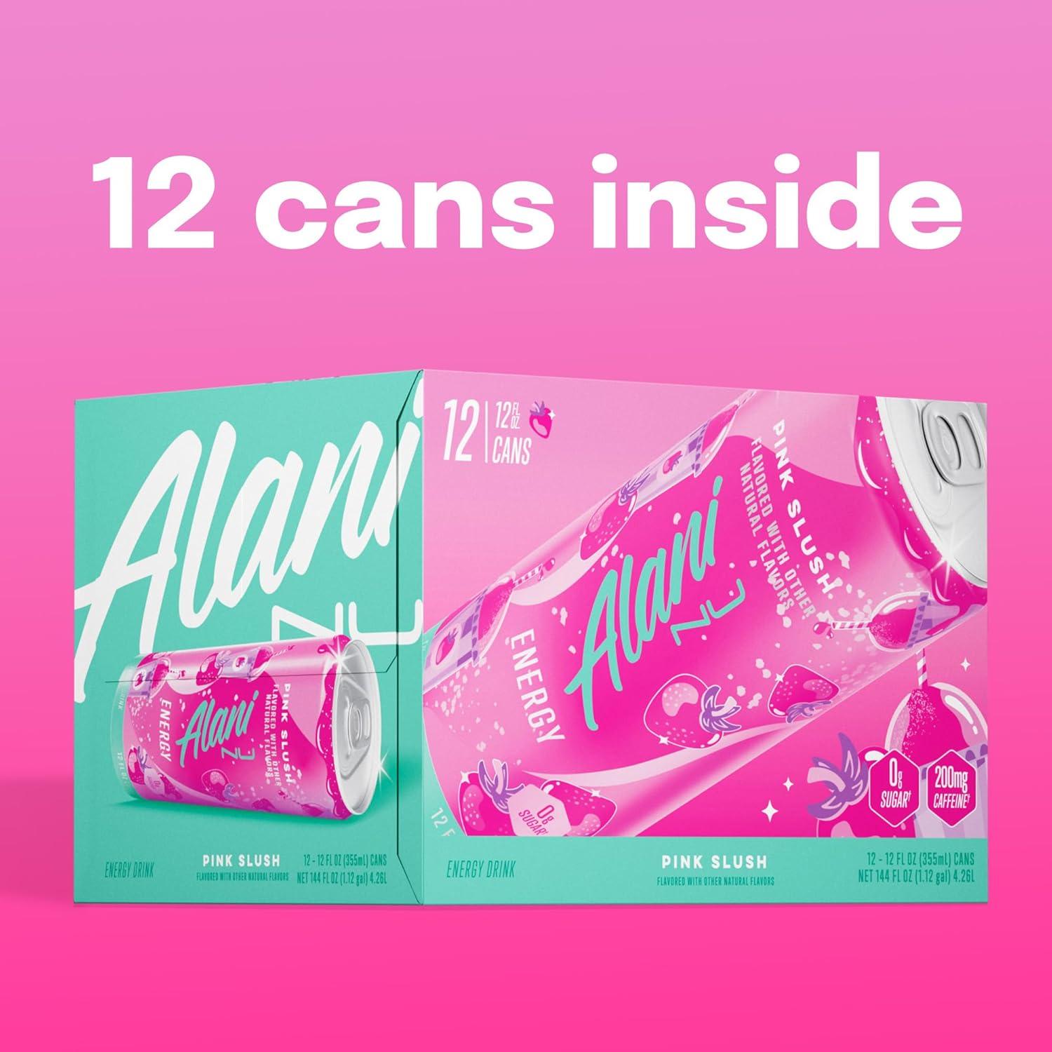 imageAlani Nu JUICY PEACH Sugar Free Low Calorie Energy Drinks 200mg Caffeine Biotin B Vitamins Zero Sugar 10 Calories 12 Fl Oz Cans 12 PackPink Slush