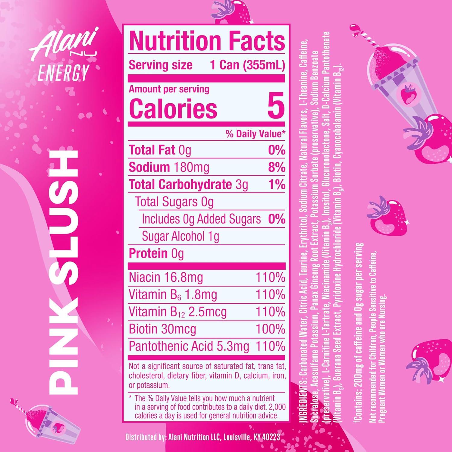 imageAlani Nu JUICY PEACH Sugar Free Low Calorie Energy Drinks 200mg Caffeine Biotin B Vitamins Zero Sugar 10 Calories 12 Fl Oz Cans 12 PackPink Slush