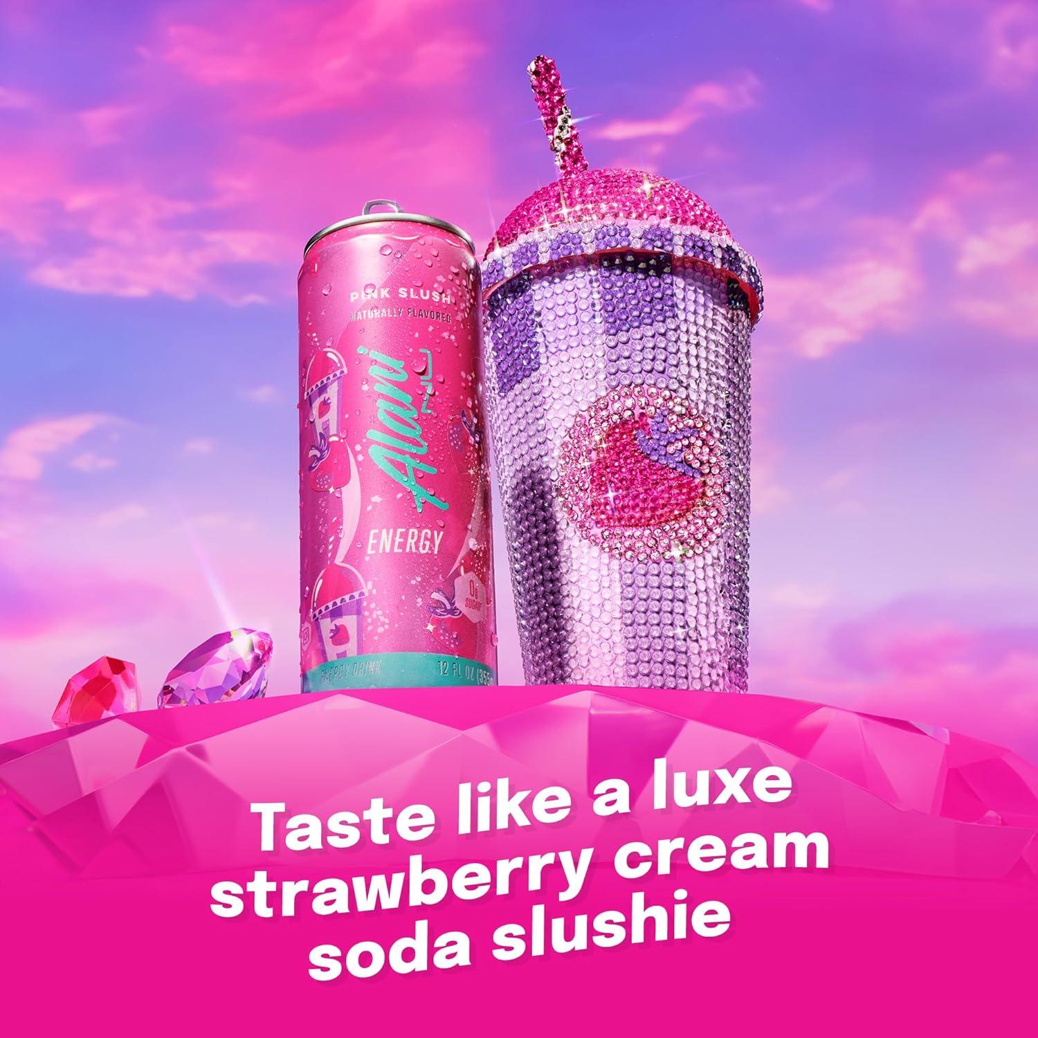 imageAlani Nu JUICY PEACH Sugar Free Low Calorie Energy Drinks 200mg Caffeine Biotin B Vitamins Zero Sugar 10 Calories 12 Fl Oz Cans 12 PackPink Slush