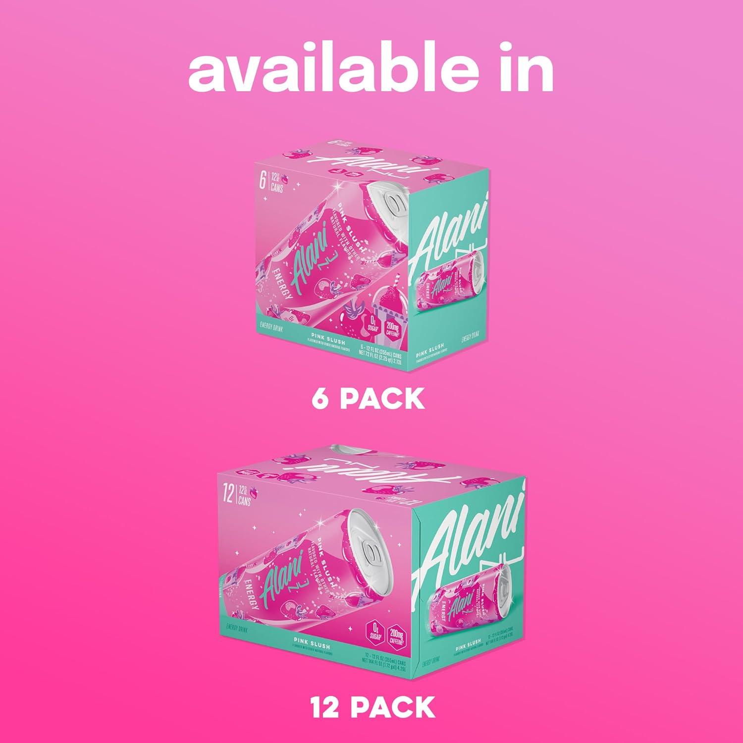 imageAlani Nu JUICY PEACH Sugar Free Low Calorie Energy Drinks 200mg Caffeine Biotin B Vitamins Zero Sugar 10 Calories 12 Fl Oz Cans 12 PackPink Slush