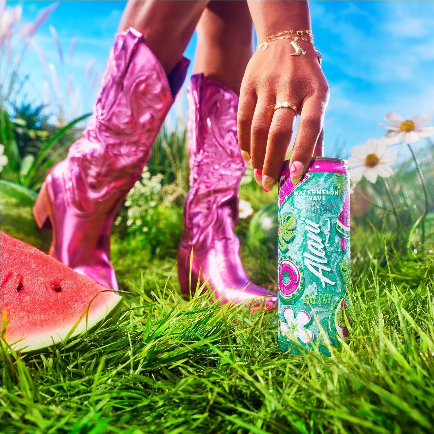 imageAlani Nu JUICY PEACH Sugar Free Low Calorie Energy Drinks 200mg Caffeine Biotin B Vitamins Zero Sugar 10 Calories 12 Fl Oz Cans 12 PackWatermelon Wave