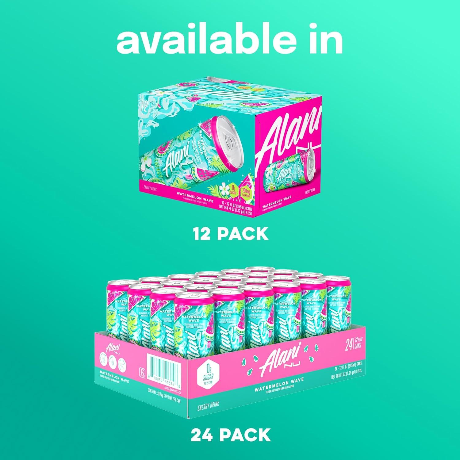 imageAlani Nu JUICY PEACH Sugar Free Low Calorie Energy Drinks 200mg Caffeine Biotin B Vitamins Zero Sugar 10 Calories 12 Fl Oz Cans 12 PackWatermelon Wave