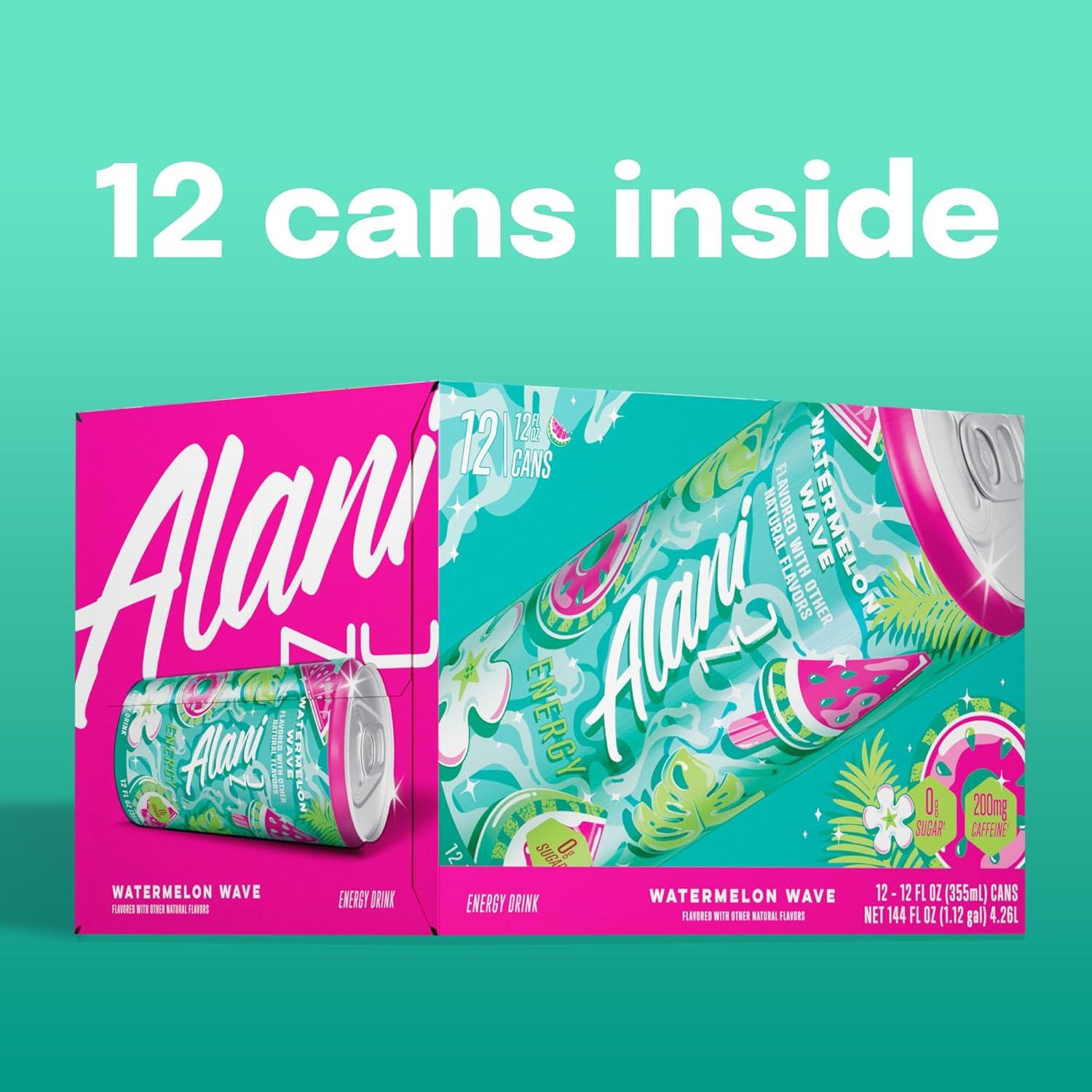 imageAlani Nu JUICY PEACH Sugar Free Low Calorie Energy Drinks 200mg Caffeine Biotin B Vitamins Zero Sugar 10 Calories 12 Fl Oz Cans 12 PackWatermelon Wave