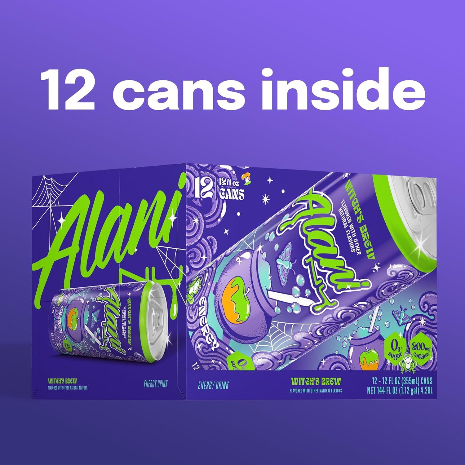imageAlani Nu JUICY PEACH Sugar Free Low Calorie Energy Drinks 200mg Caffeine Biotin B Vitamins Zero Sugar 10 Calories 12 Fl Oz Cans 12 PackWitchs Brew