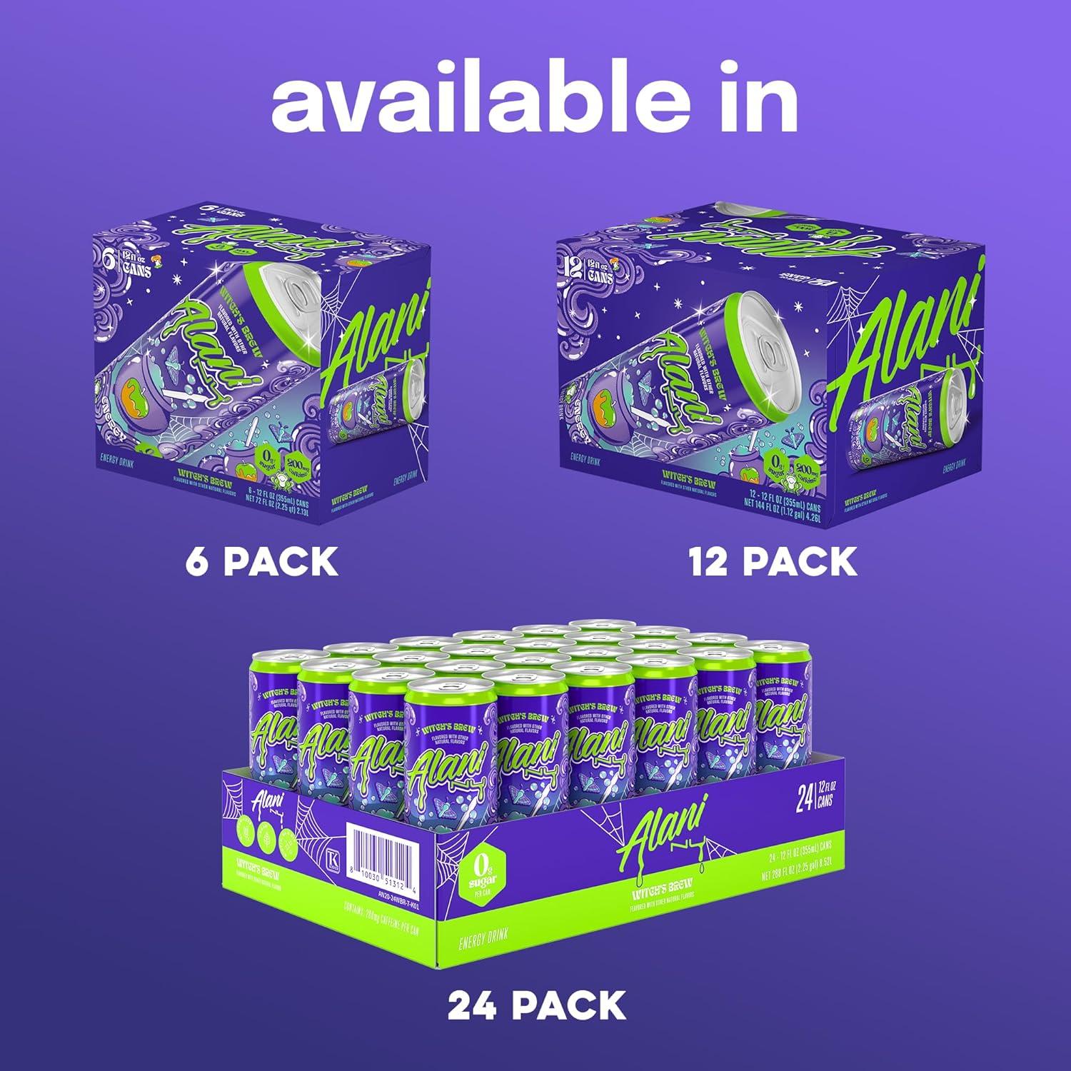 imageAlani Nu JUICY PEACH Sugar Free Low Calorie Energy Drinks 200mg Caffeine Biotin B Vitamins Zero Sugar 10 Calories 12 Fl Oz Cans 12 PackWitchs Brew