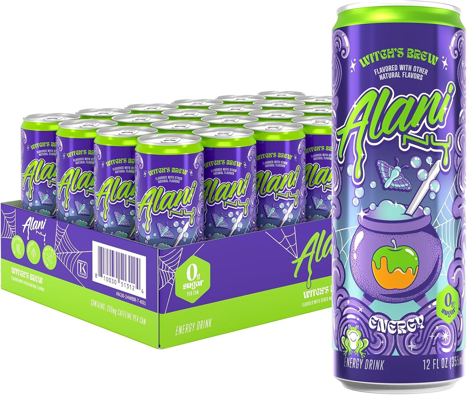 imageAlani Nu JUICY PEACH Sugar Free Low Calorie Energy Drinks 200mg Caffeine Biotin B Vitamins Zero Sugar 10 Calories 12 Fl Oz Cans 12 PackWitchs Brew